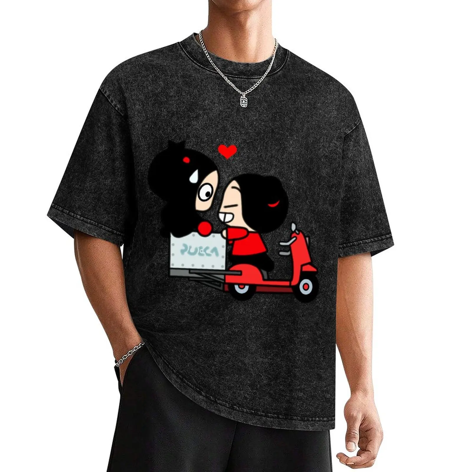 Pucca X Garu (Scooter) T-Shirt shirts graphic tee kawaii clothes mens designer t shirt