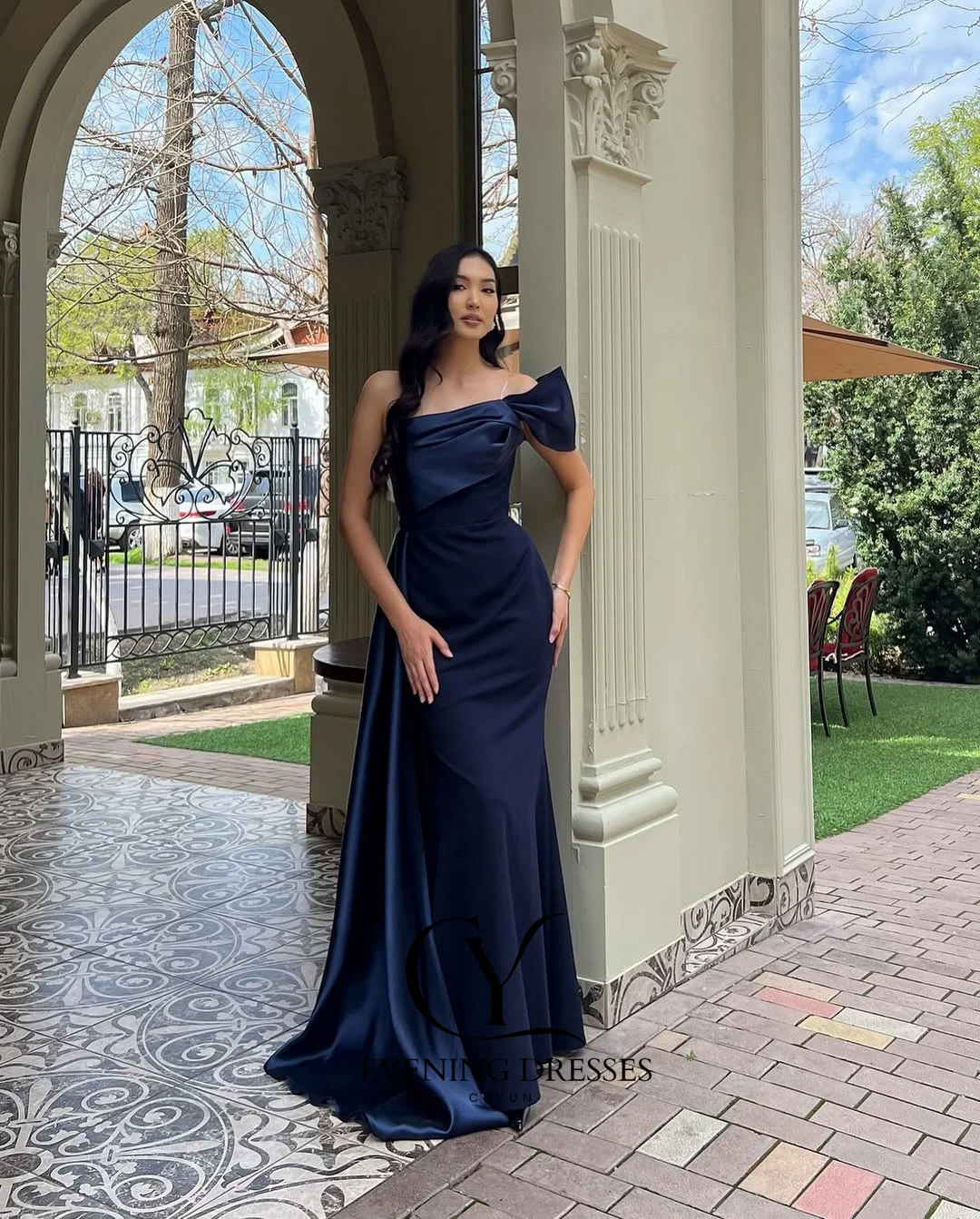 CUYUN-vestidos de noche elegantes de un hombro con tren, vestidos formales para eventos para mujer, vestido largo de fiesta de graduación personalizado con línea A, 2026