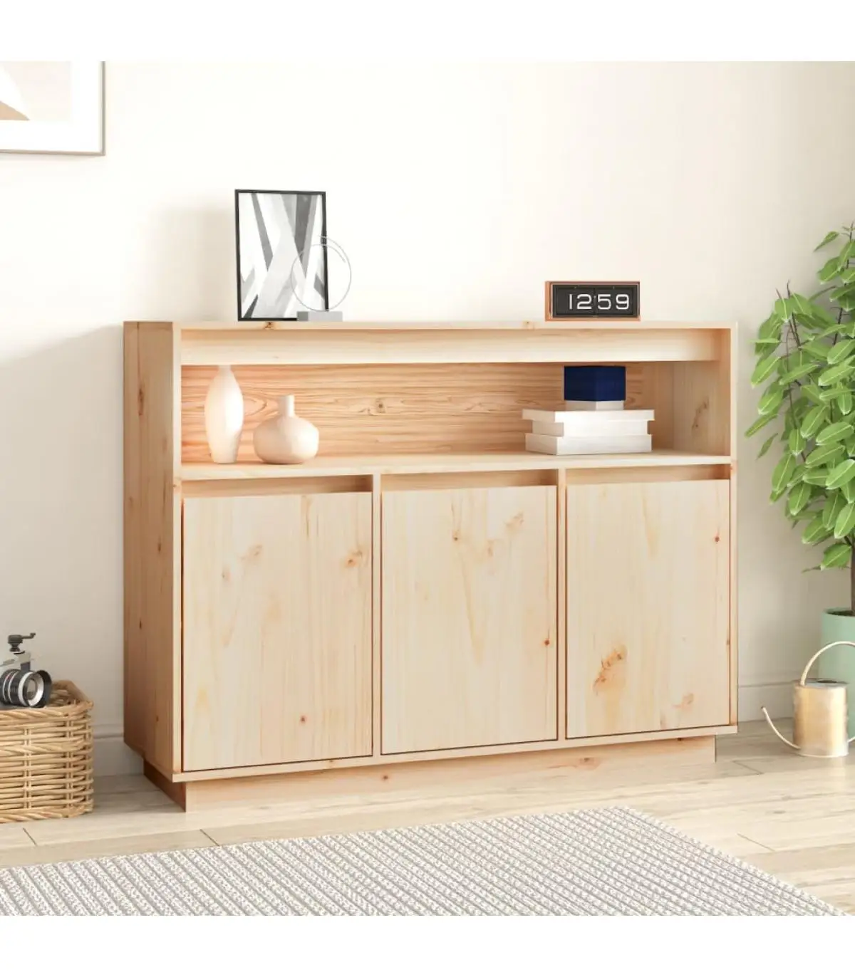 Solid pine wood sideboard 104,5x34x80 cm