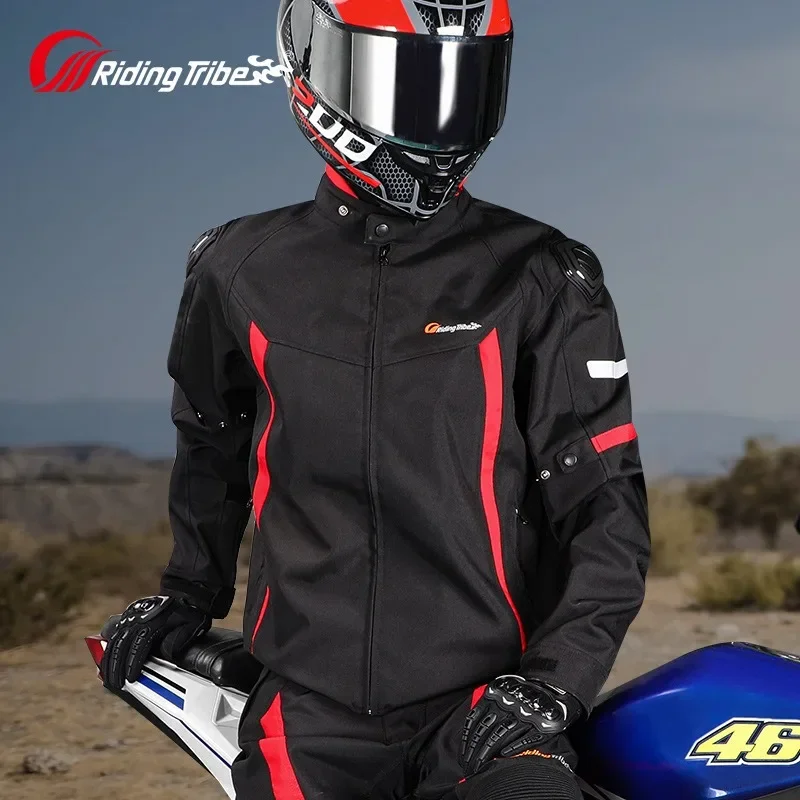 Chaqueta de motocicleta para hombre y mujer, traje de locomotora todoterreno para las cuatro estaciones, ropa a prueba de viento a prueba de caídas, cinco equipos de protección