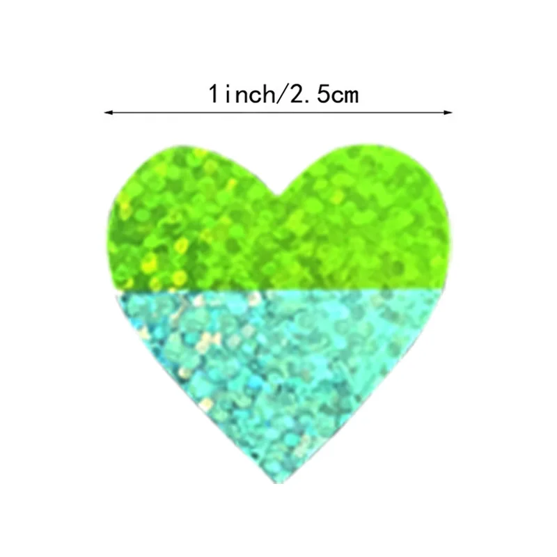 500pcs Heart Shaped Laser Sticker Colorful Shiny DIY Decoration Label Roll Gift Wrapping Seal Stickers