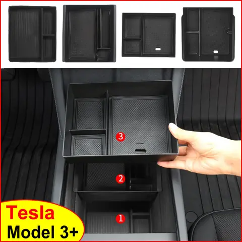 Tesla Model 3+ Highland 2024 중앙 제어 보관함 몰려 들고 중앙 팔걸이 숨겨진 콘솔 주최자 Stowing Tidying