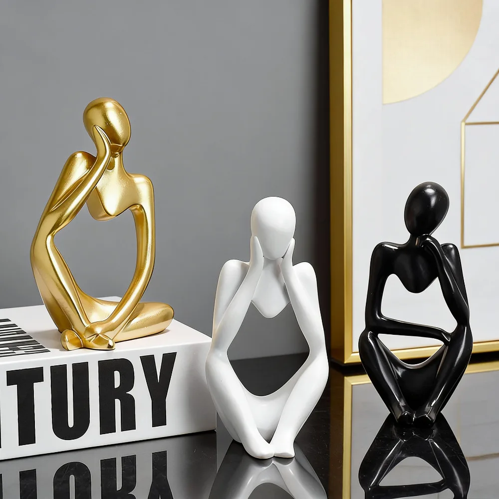 Sand Color The Thinker Abstract Statues Sculptures Yoga Figurine Nordic Living Room Home Decor Decoration Maison Desk Ornaments
