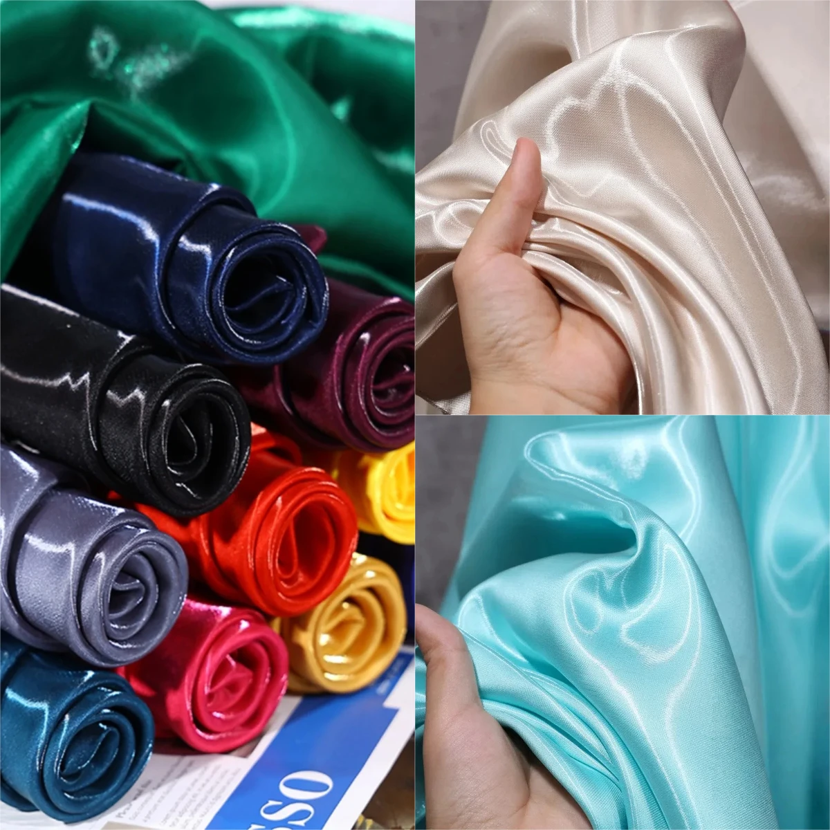 قماش ساتان سائل لامع فاخر عاكس من الساتان DIY فستان الزفاف والسهرات تصميم خلفية مزخرفة من القماش