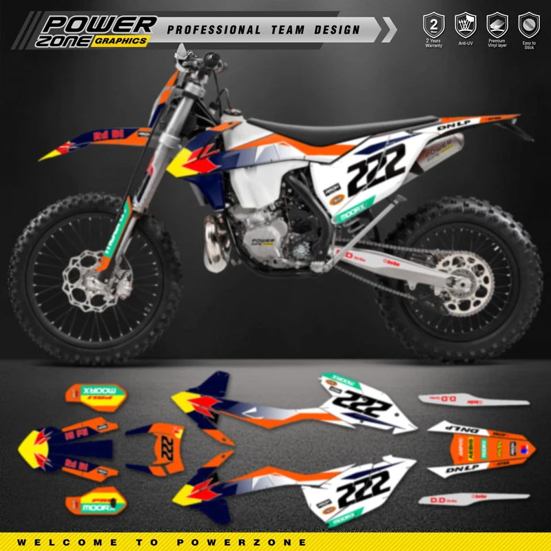 PowerZone Custom Team Graphics Backgrounds Decals Stickers Kit For KTM SX SXF MX 16-18  EXC XCW Enduro 17-19 125 to 500cc 105