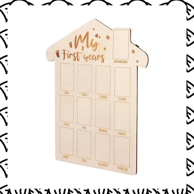 A71Z Baby Monthly Milestone Cards, Wooden Monthly Milestone Cds - Newborn Photography Props To Record Your Baby's Growth Easy In