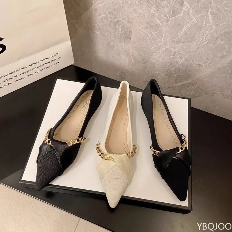 Szpiczaste baleriny z miękką podeszwą, nowe, modne, uniwersalne buty damskie na wiosnę i lato, eleganckie, proste, z płytkim wycięciem.