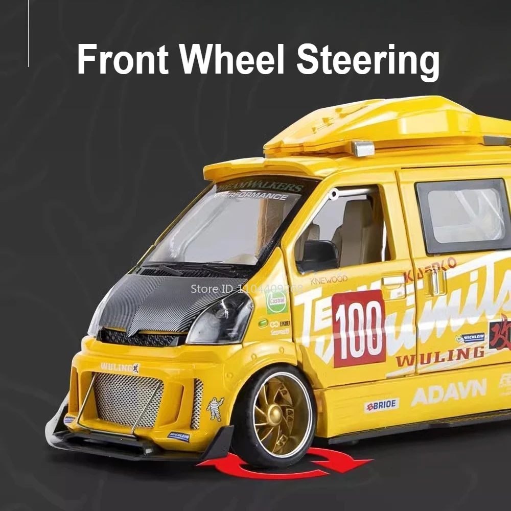1:24 武陵宏光バン修正バージョン車バーベキュートラックモデルおもちゃ合金ダイキャストミニチュア車両モデル装飾ギフト