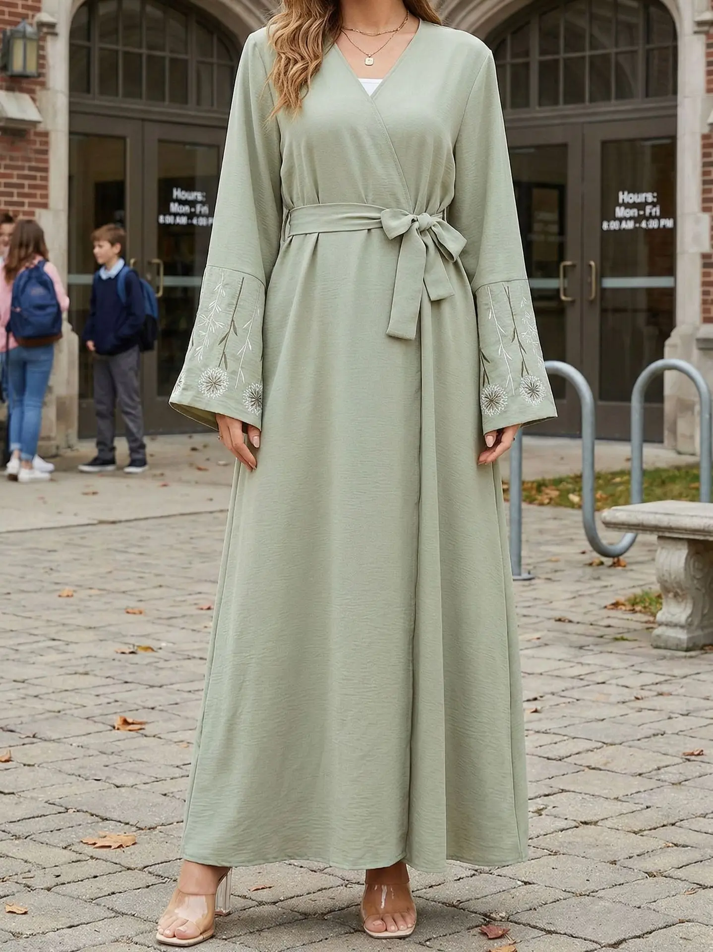 

Праздничное мусульманское платье для женщин: Дубайская абайя, кафтан, кимоно, кардиган, вышитый кафтан, роба, кебайя, джалабия, исламская одежда, платья