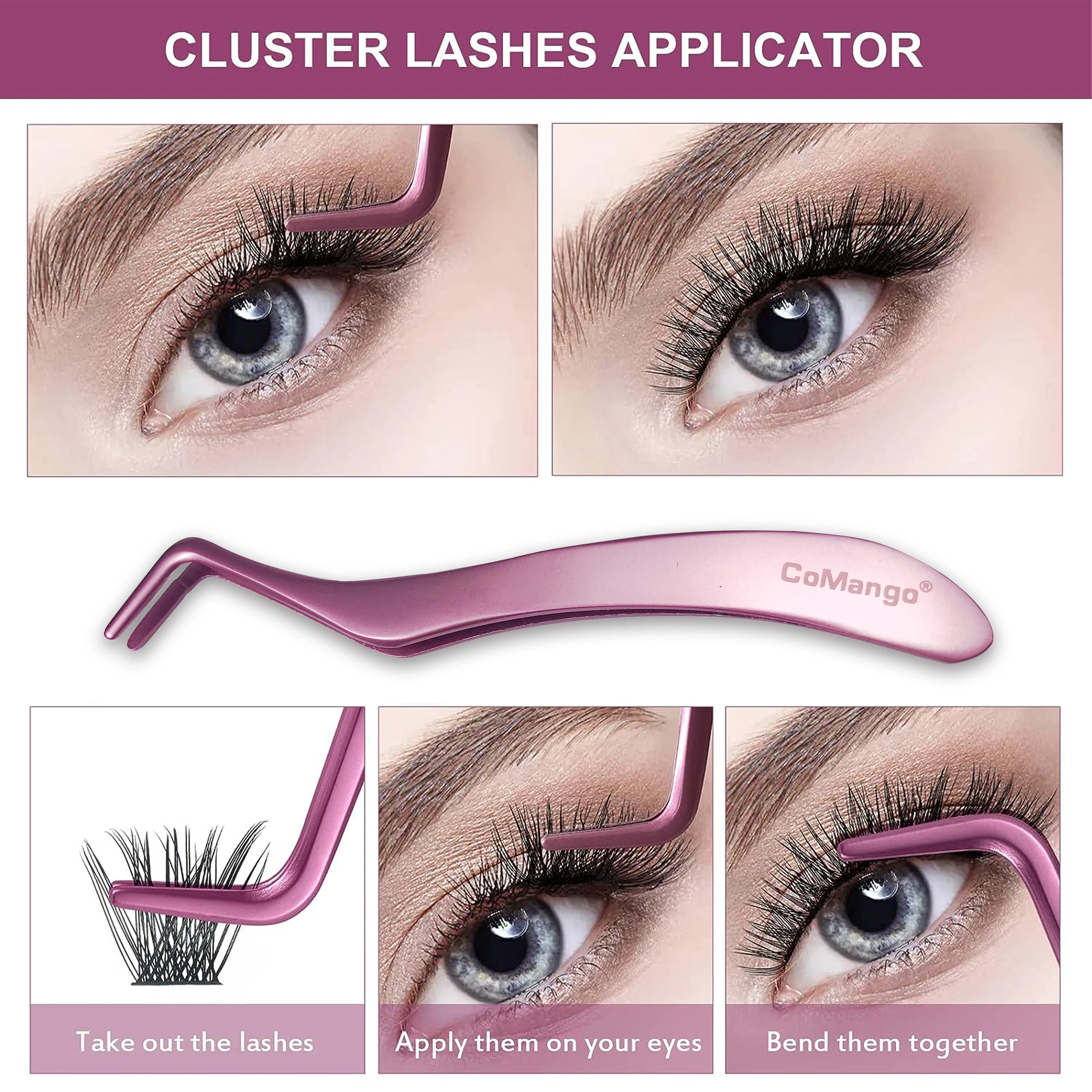 1 PC Cluster Eyelash Tweezers Makeup Stainless Steel Non-magnetic Pincet Volume Individual Lashes Extension Tweezers Tools