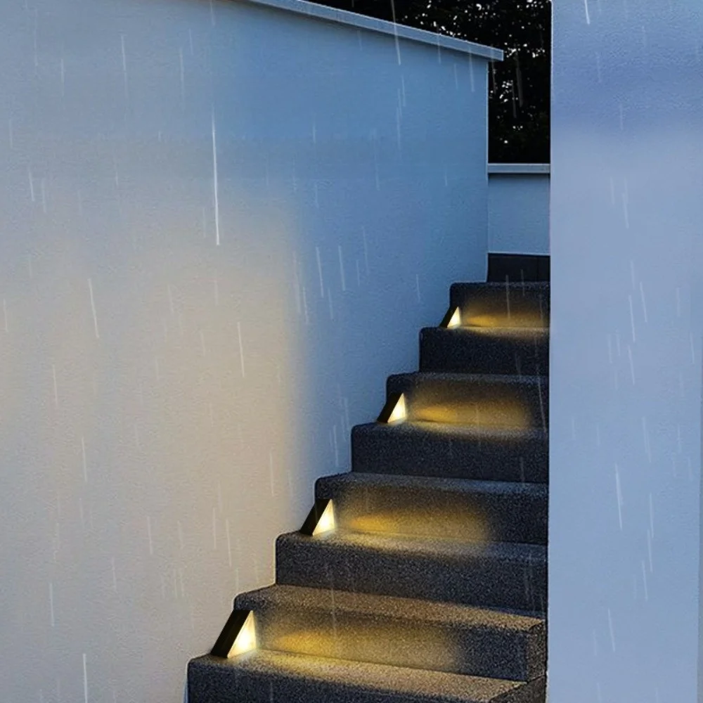 

2Pcs Warm White Solar Step Lights IP67 Waterproof RGB Outdoor Step Lights Auto On Solar Powered Patio Lights Outdoor Decoration