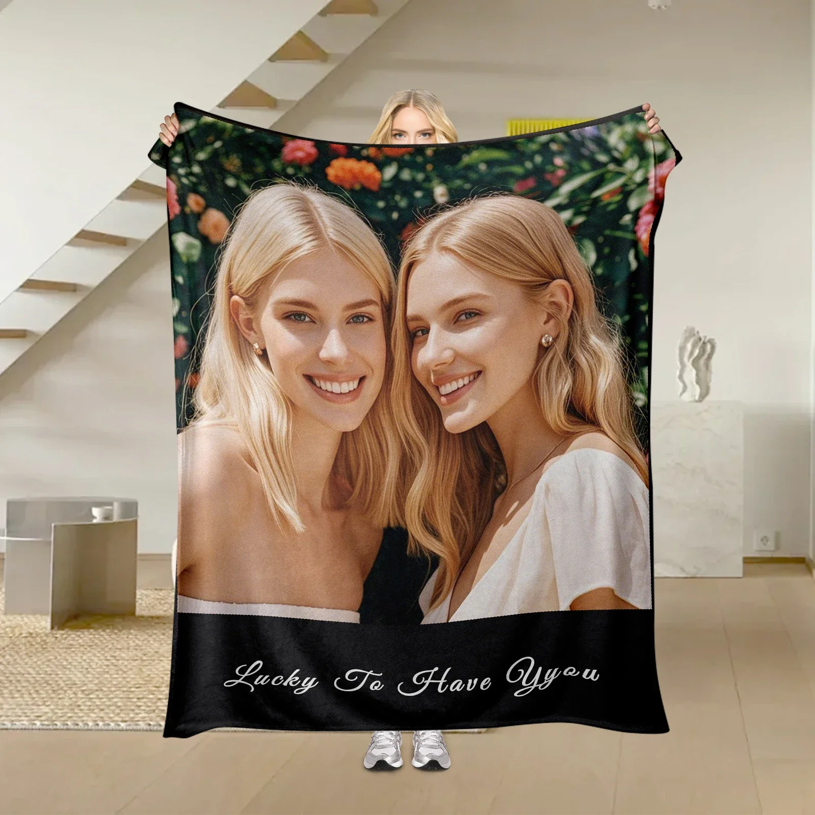 

DIY Custom Blanket with Picture Personalized Pattern Customized Blanket Valentines Day Gifts for Mom Dad Couple Girlfriend Wife