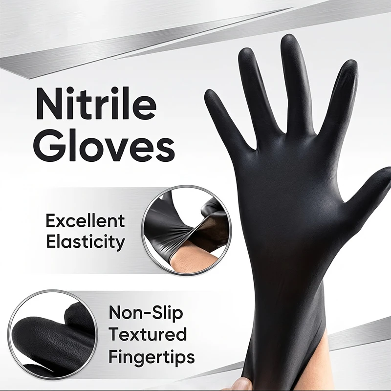 10/50/100/200/400PCS Nitrile Disposable Gloves for Work Latex Free Home Cleaning Glove Textured Mechanic Tattoo Hair Dye Beauty