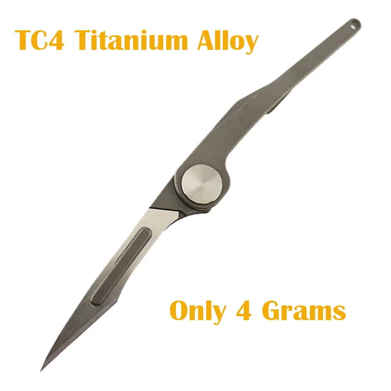 4 Grams MINI Titanium Alloy Folding Knife Unpacking Pocket Knife Outdoor camping knife No. 23/11 Surgical blade Key Buckle