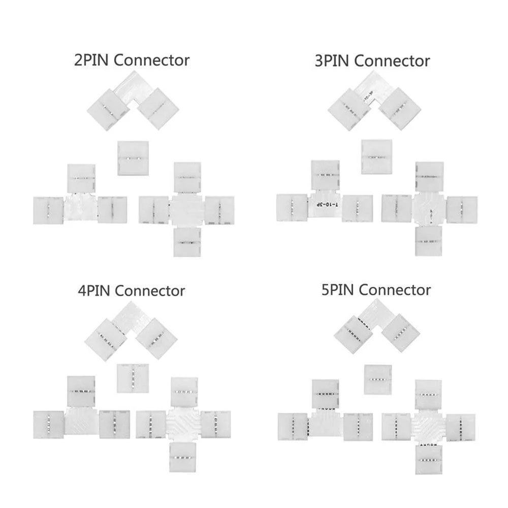 2/3/4/5/6 PIN Led Connector L T X Shape Corner Connector Solderless For WS2812B WS2811 SK6812 5050 RGB CCT DIM RGBW LED Strip