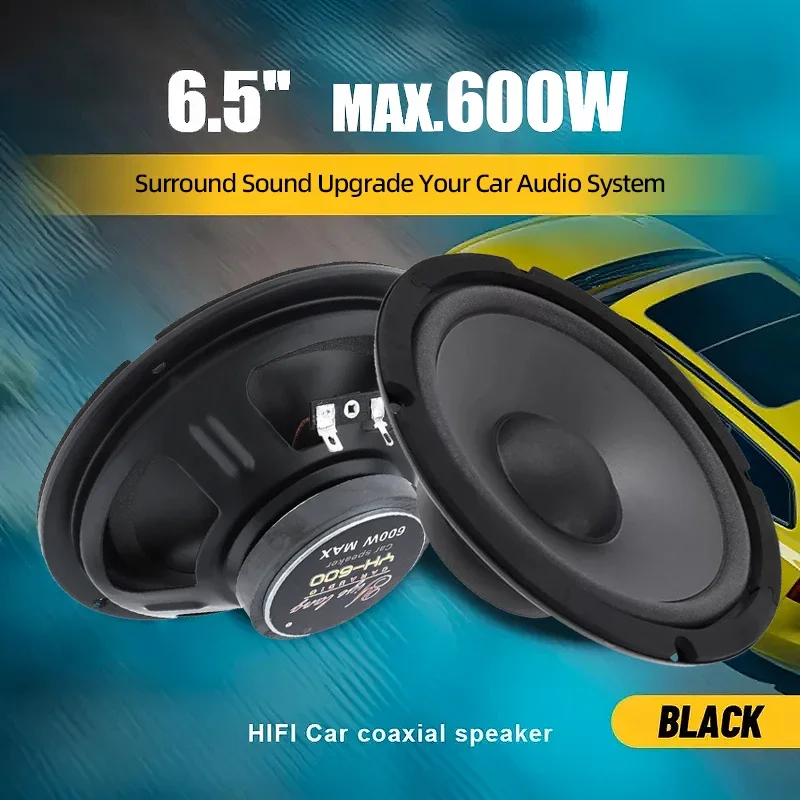 1PC 600W Car Audio Accessory Coaxial Speaker Audio 6.5 Inch Tiltable Speaker Full Frequency Universal HiFi Car Stereo Subwoofer