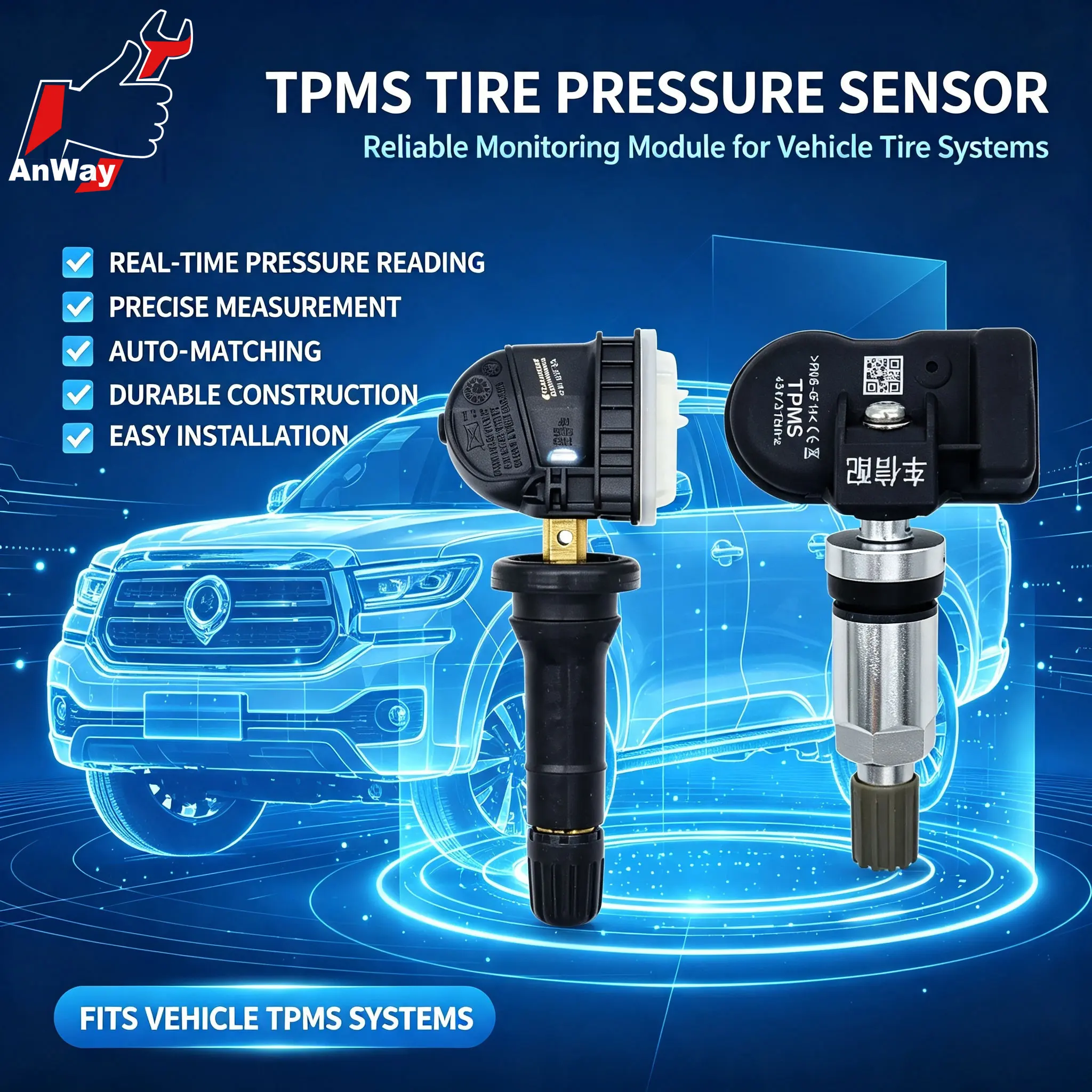 Custom Fit Car Tire Pressure Sensor For GWM POER 2019-2026 Reliable Signal Wireless Internal Tire Monitor System TPMS