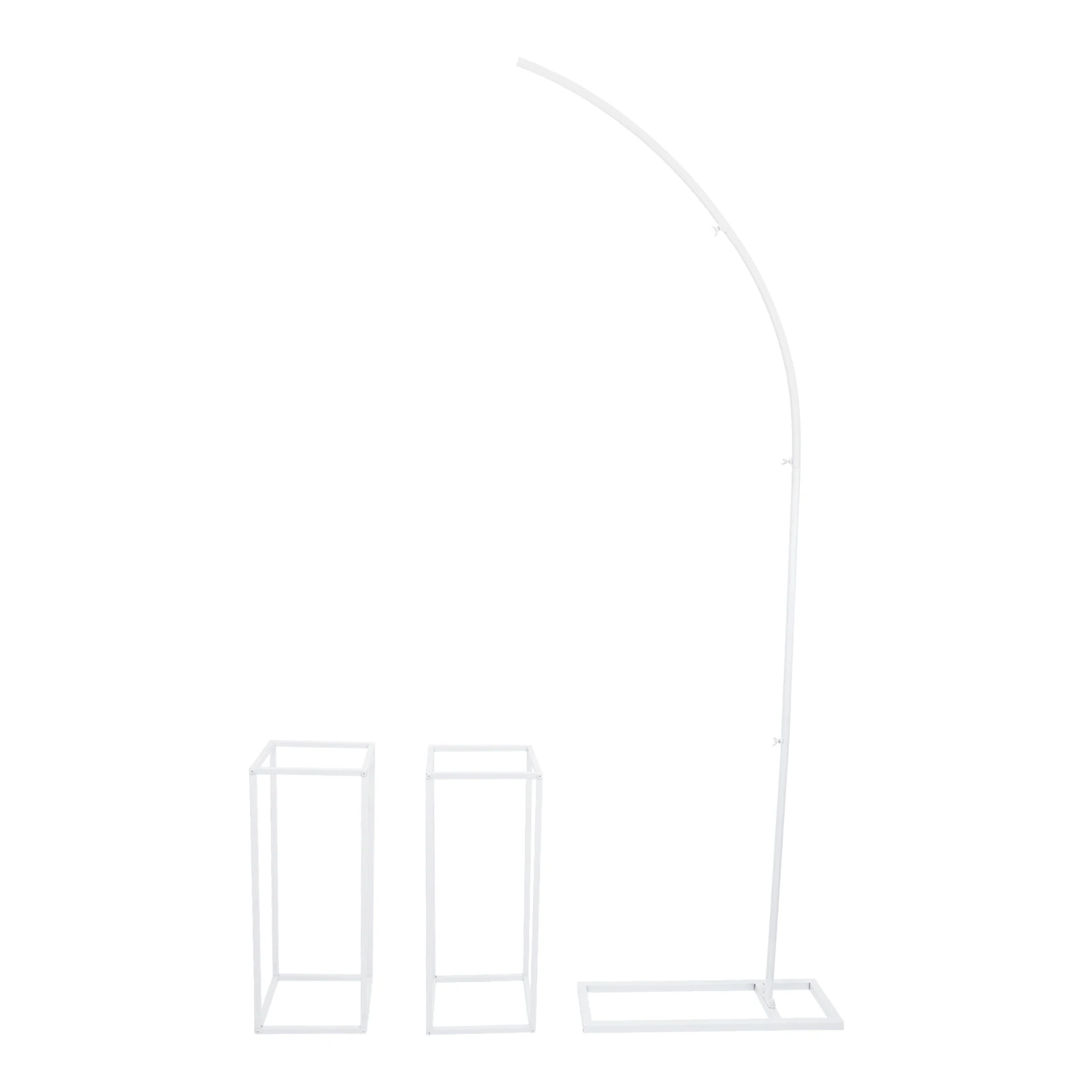 Roadway Wedding Stand Set, 3 Pieces, One Arch Stand & Two Square Stands, Sturdy Steel Tubes, DIY-Friendly, White Finish