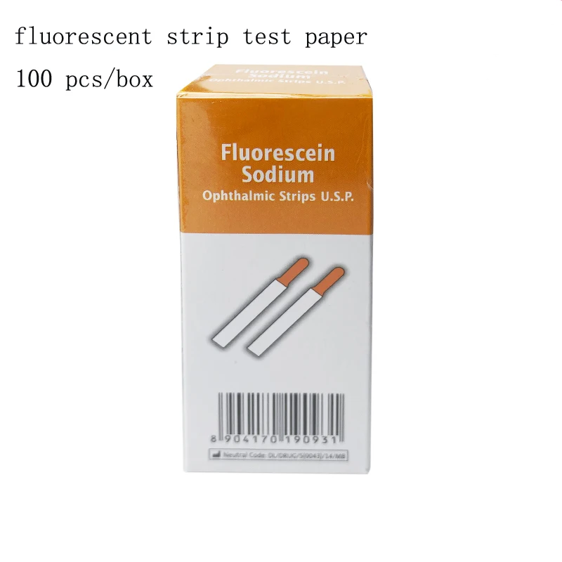 อินเดียฉีกขาดการตรวจจับกรองกระดาษ Fluorescein โซเดียม Ophthalmic การตรวจจับ Test Strip แถบเรืองแสงกล่อง100