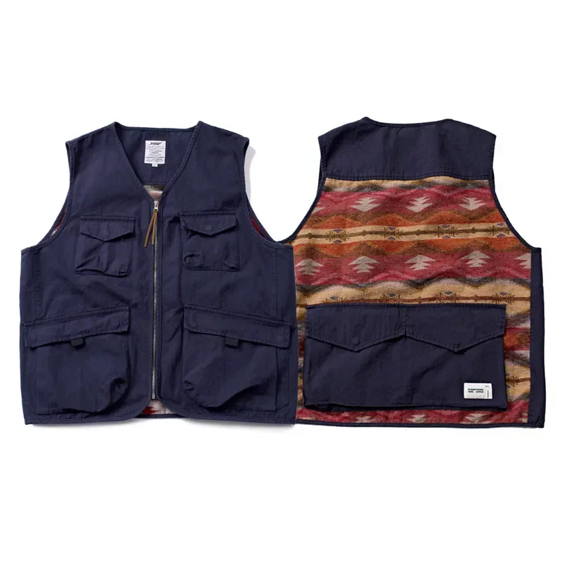 23 A/W Vintage Ethnic Style Multi Pocket Casual Vest Japanese Loose Versatile Tank Top Coat for Men