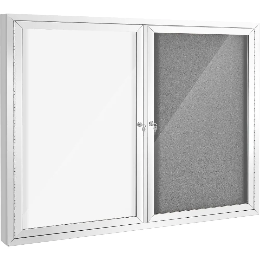 

Swansea Outdoor Lockable Dry Erase Board Bulletin Combo Gray Felt Board Displays Boards Wall Mounted Notice Cabinet