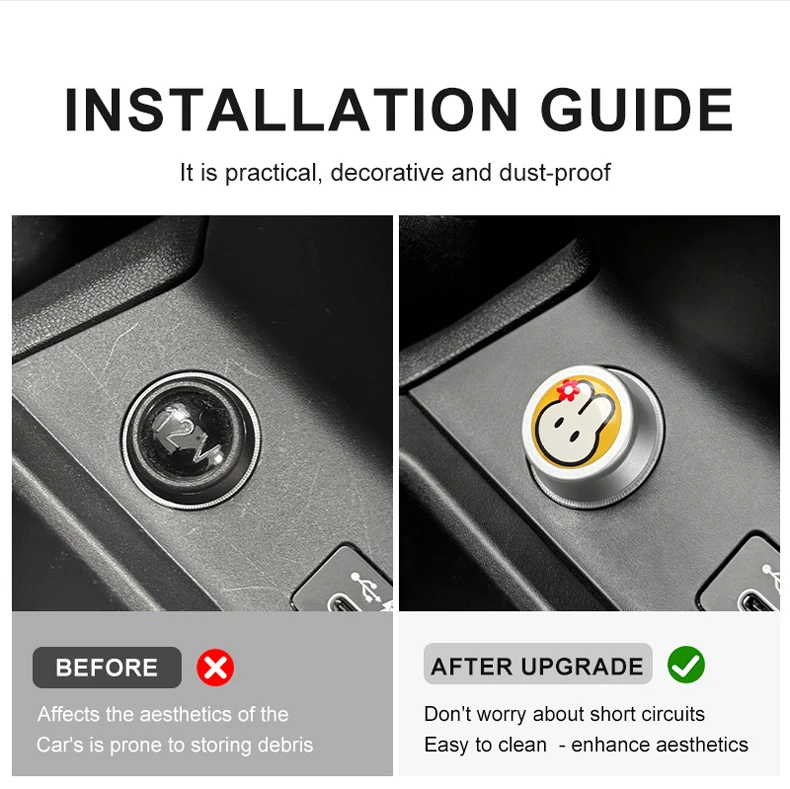 Staubschutzkappe für Zigarettenanzünder im Auto für Mini Cooper S JCW J01 J05 U25 F66 F65 F56 F60 F54 R56, staubdichte Abdeckung, Autozubehör – Detail 6