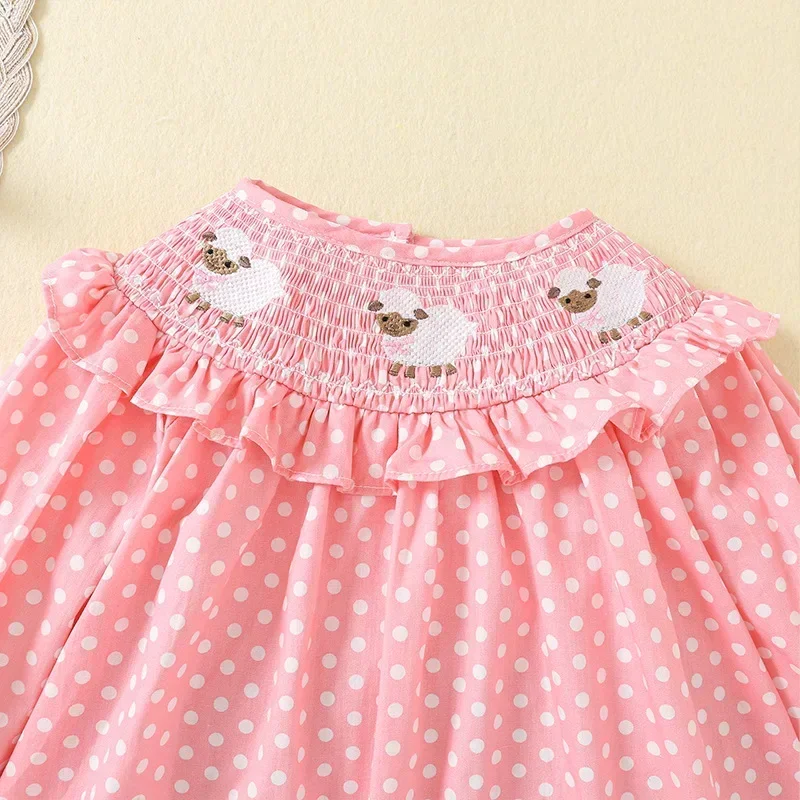 2025 Print Smocked Dresses for Baby Girls Kids Children Clothes Dress Newborns Embroidered Birthday Party Costumes Spring