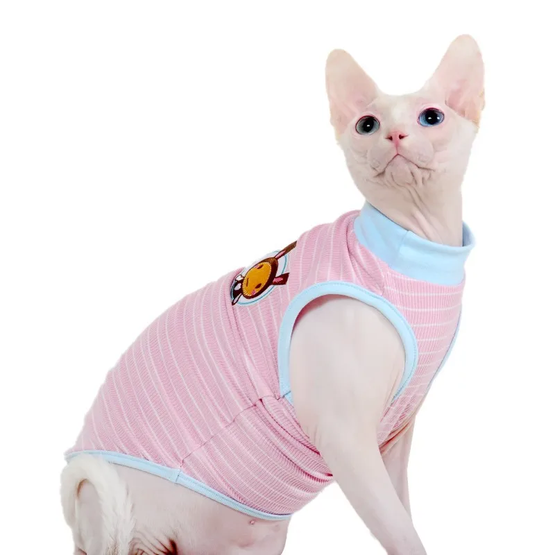 Cute Little Cat Clothes, Spring And Summer Thin Hairless Cat Pet, Blue Cat Anti Shedding Vest Customizable