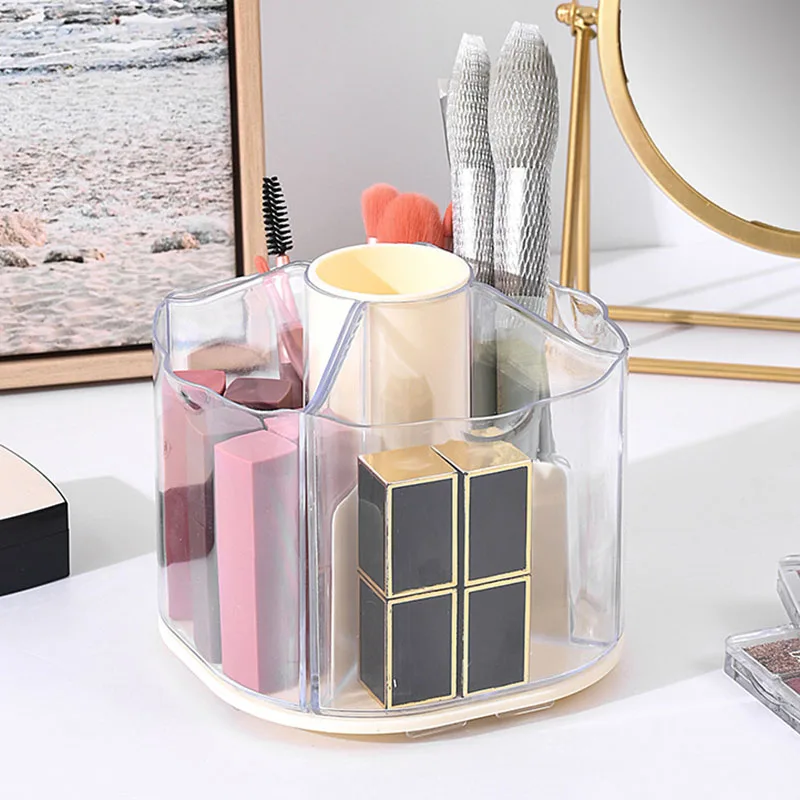 Rotating Makeup Organizer for Dresser, Makeup Brush Holder, Rotating Pen Holder, Large Capacity Stationery Storage Box