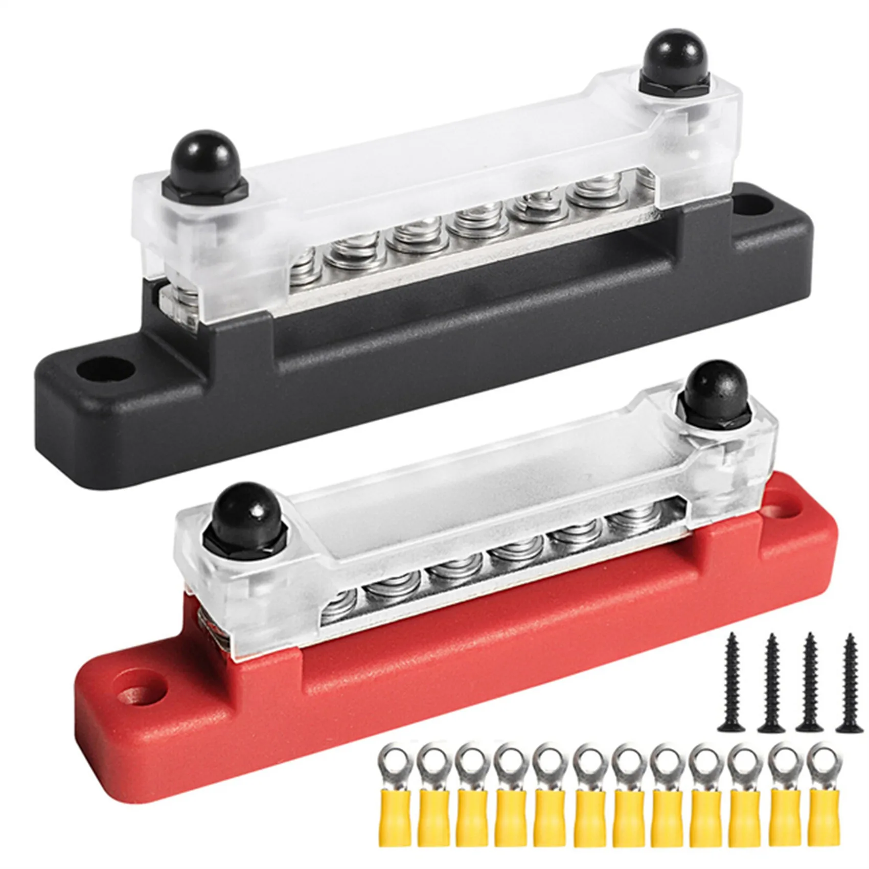 150A High-Current Single-Row Busbar 6-Way Busbar Straight-Row Busbar Block with Cover Car Boat Caravan House