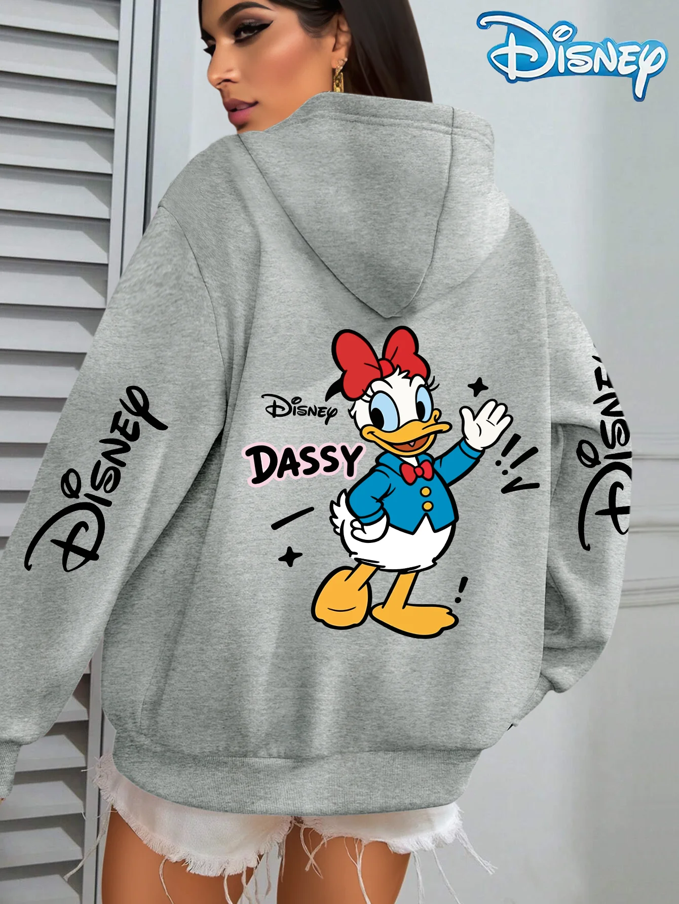 

Disney Women Daisy Duck Pattern Hoodie-Unisex Autumn and Winter Fleece Hooded Everyday Outdoors Hoodie for Any Occasion