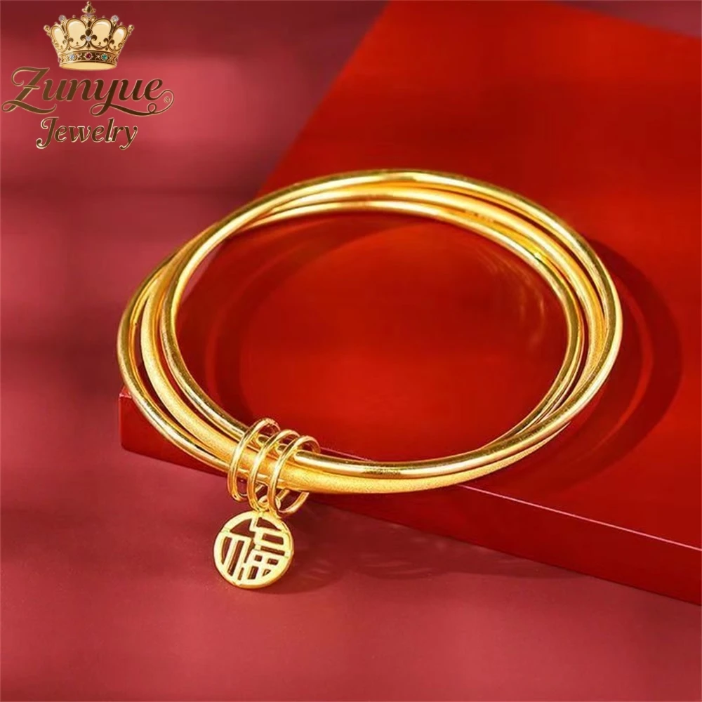 

Sand Gold Three Lives And Three Worlds Bracelet Luxury Quality Jewelry Fashion Jewelry Handicraft Exquisite Charms Popular Gift
