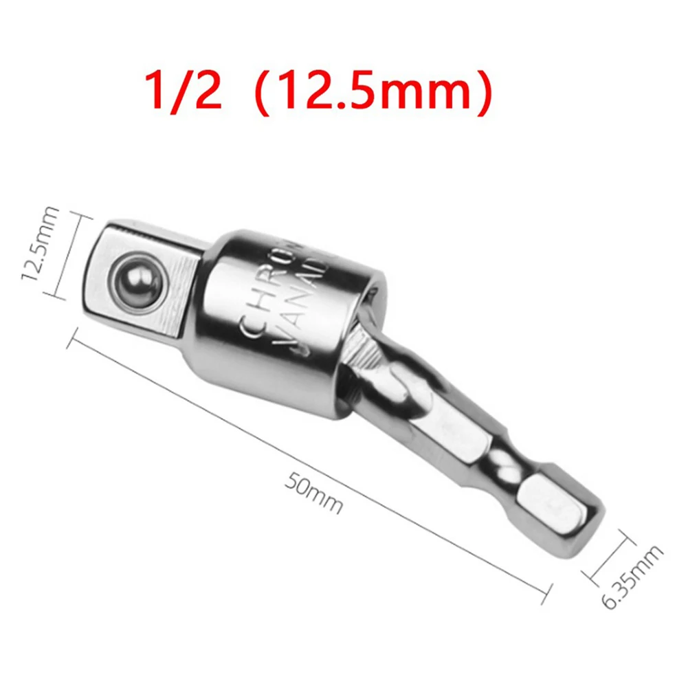 Drill Bits Socket Adapter 1/4inch Hex Shank 3 Pcs 360 Degree 50mm Length Chromium Vanadium Steel Extension Accessories