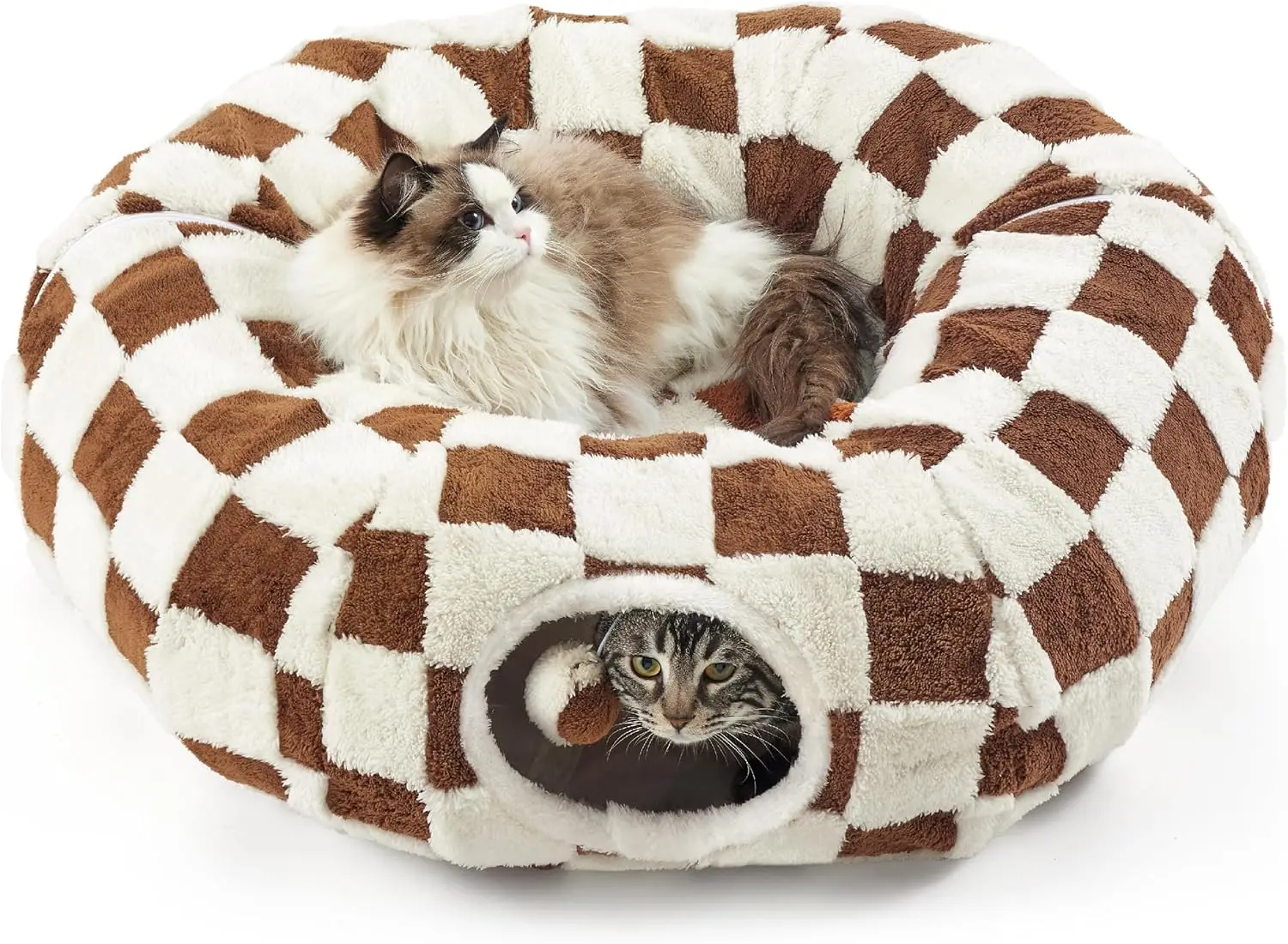 Cat Tunnel Bed - Cute Cat Doughnut Tunnel, Round Pet Game Tunnel Toy for Kittens/Puppies/Rabbits