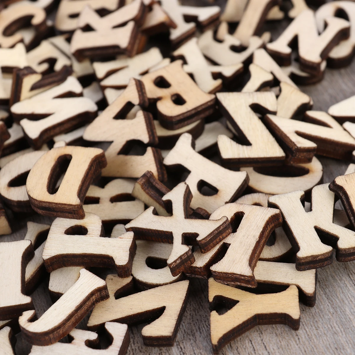 50 PCS Letter Wood Chips Wooden Discs with Holes Letters Designs for Craft Crafts Plate Alphabet Scrapbook