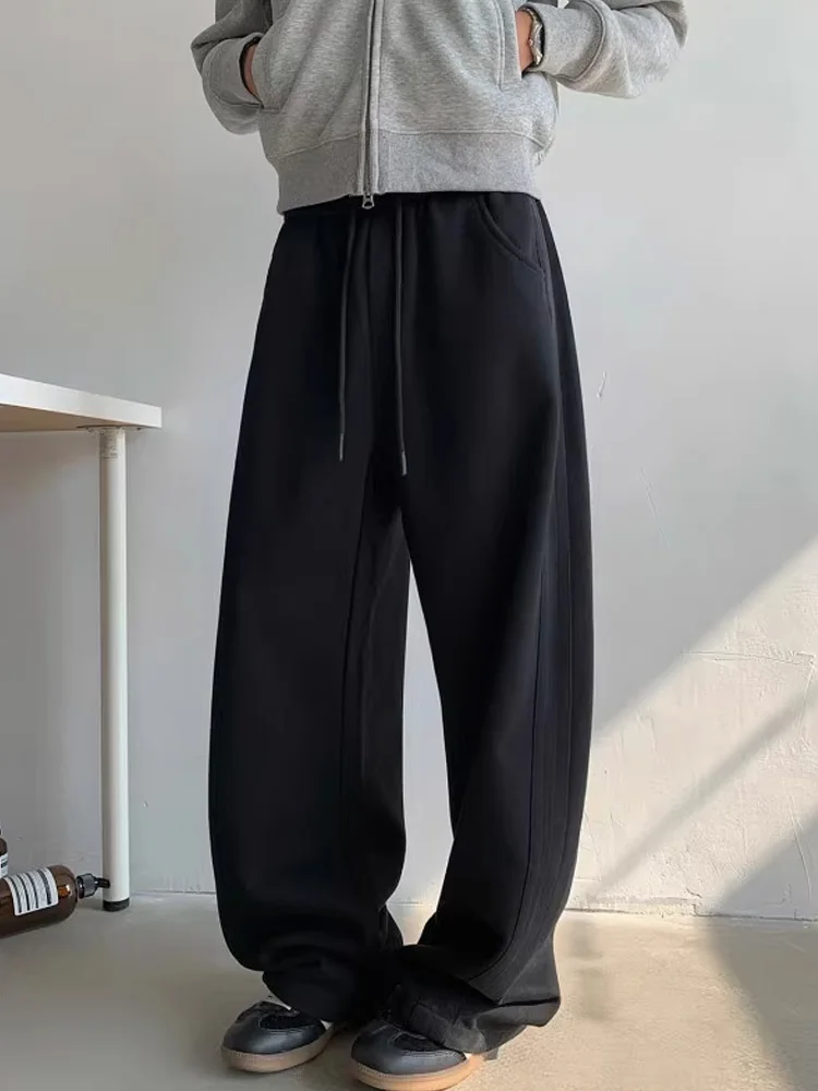 

ay Fce-lined Casual Sports Pants Men's Autumn Winter Straight Leg Wide Leg Long Pants Cleanfit Loose Fit Youth Faion