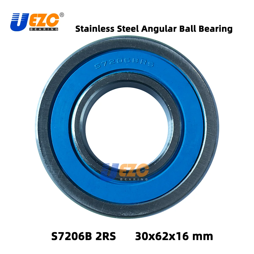 

2PCS S7206B 2RS Stainless Steel Angular Ball Bearing S7206 B 2RS TN 30x62x16 mm