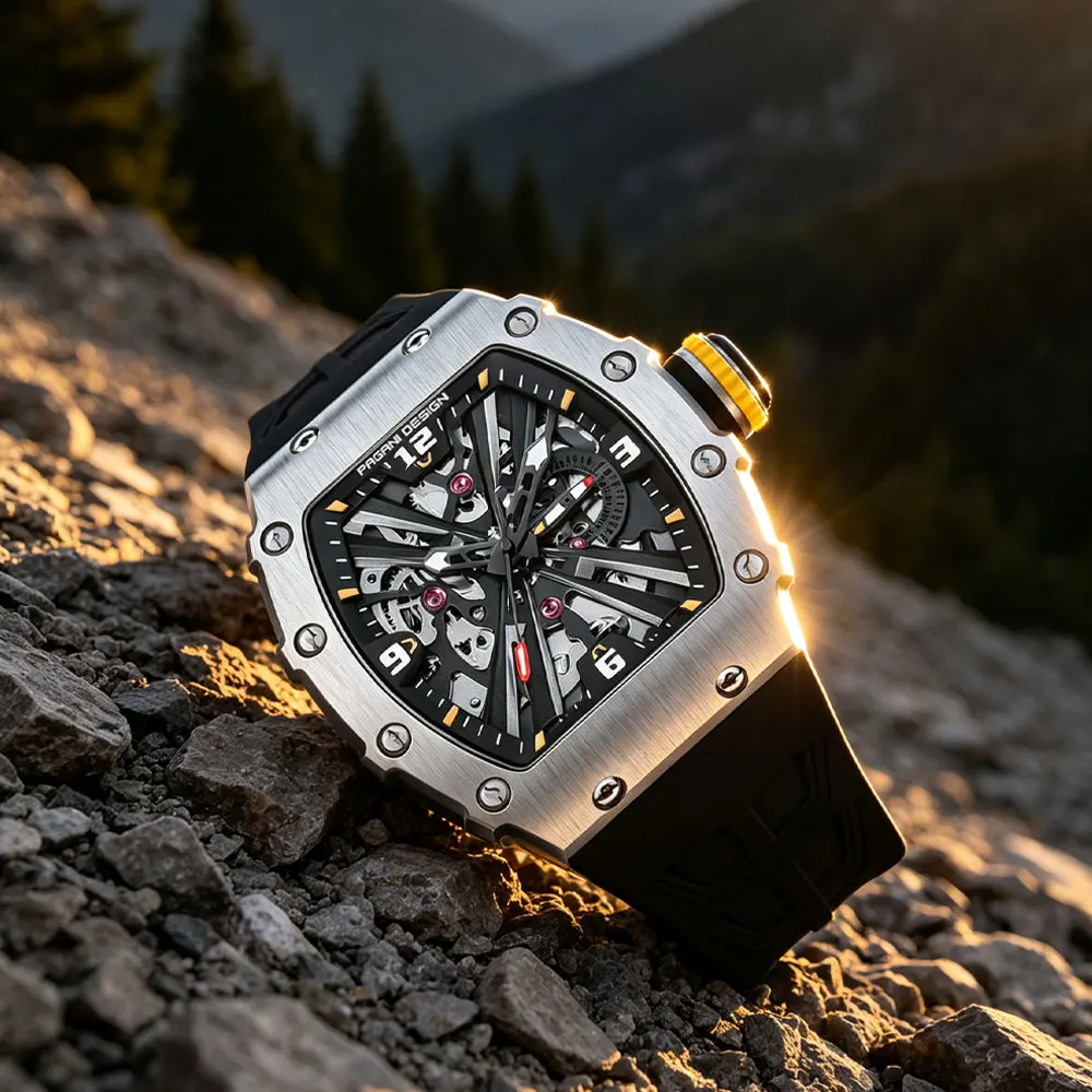 PAGANI DESIGN Top Brand Men Watch VH65 Quartz Watch Sapphire Glass Hollow Waterproof Automatic Date Night Light Watches Men Gift view 5
