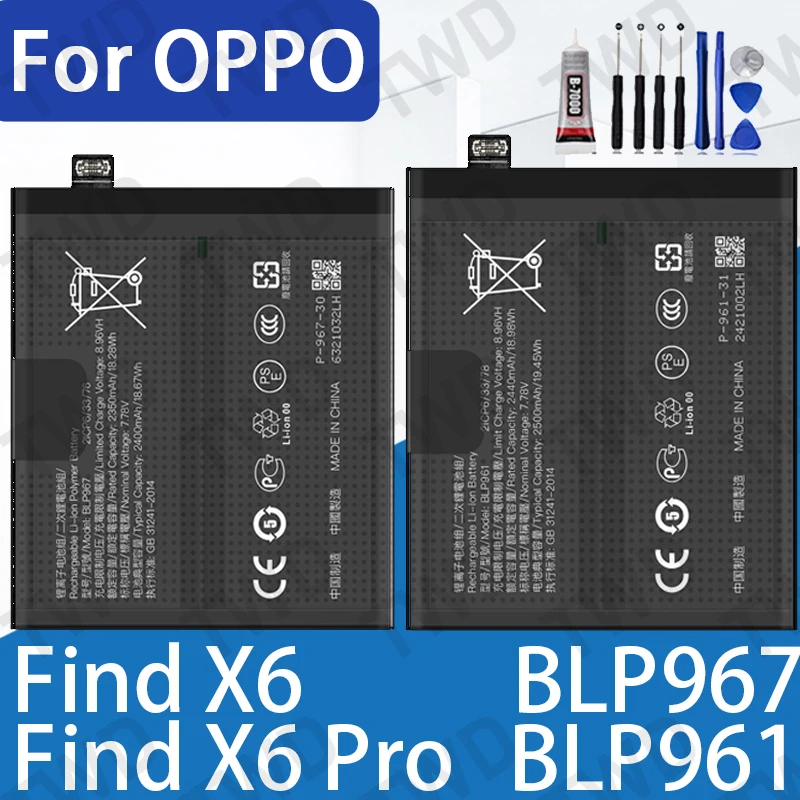 High Quality Compatible Battery for OPPO Find X6/X6 pro BLP967 BLP961 with Free Tools Included