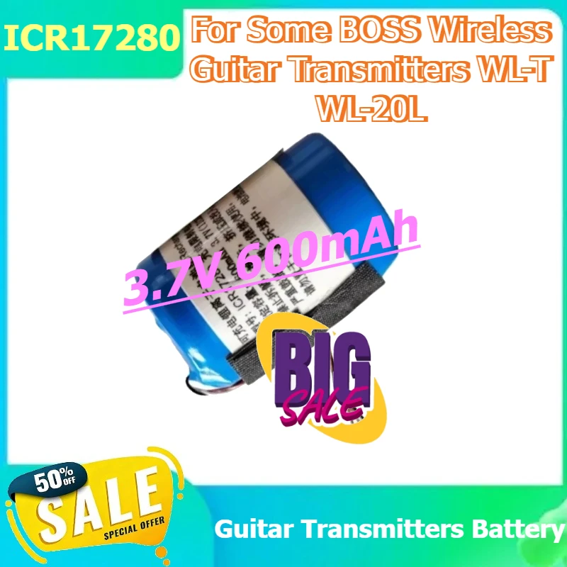 

ICR17280 Guitar Transmitters Battery For Some BOSS Wireless Guitar Transmitters WL-T WL-20L 3-wire Plug Battery 3.7V 600mAh