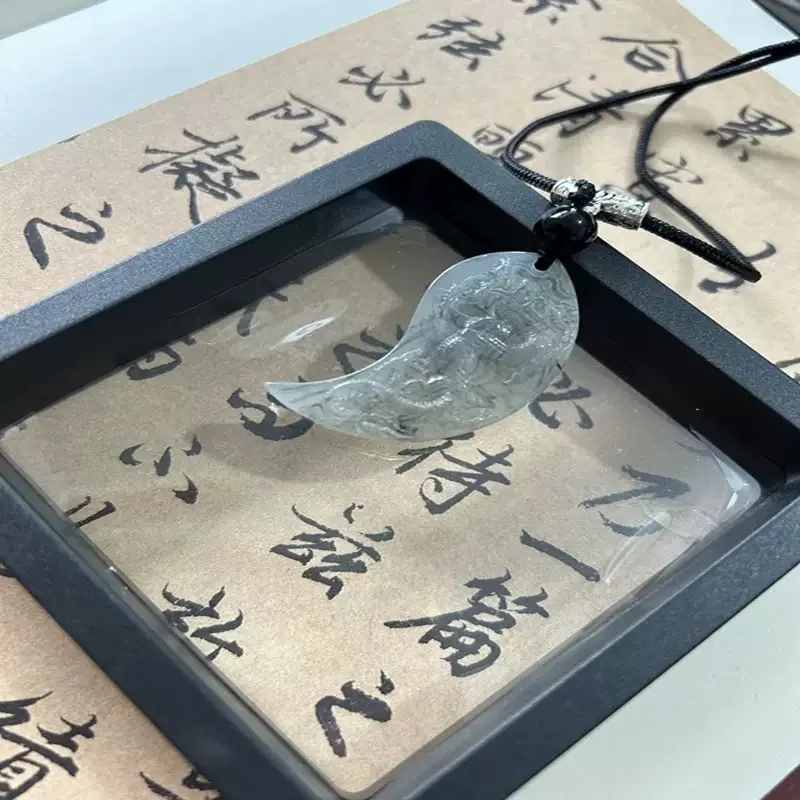 Ink Diffusion Water Droplet Pendant Necklace for Women Acrylic Carving Dragon Totem Rope Chain Necklaces Jewelry Gifts