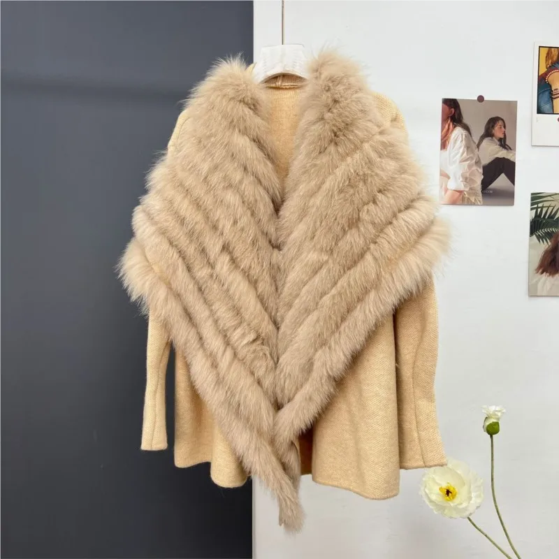 B-TOTO Clothing New Fur Coat Fur Collar Knitted Cardigan Thick Sweater Good Insulation Performance Fashionable And Versatile