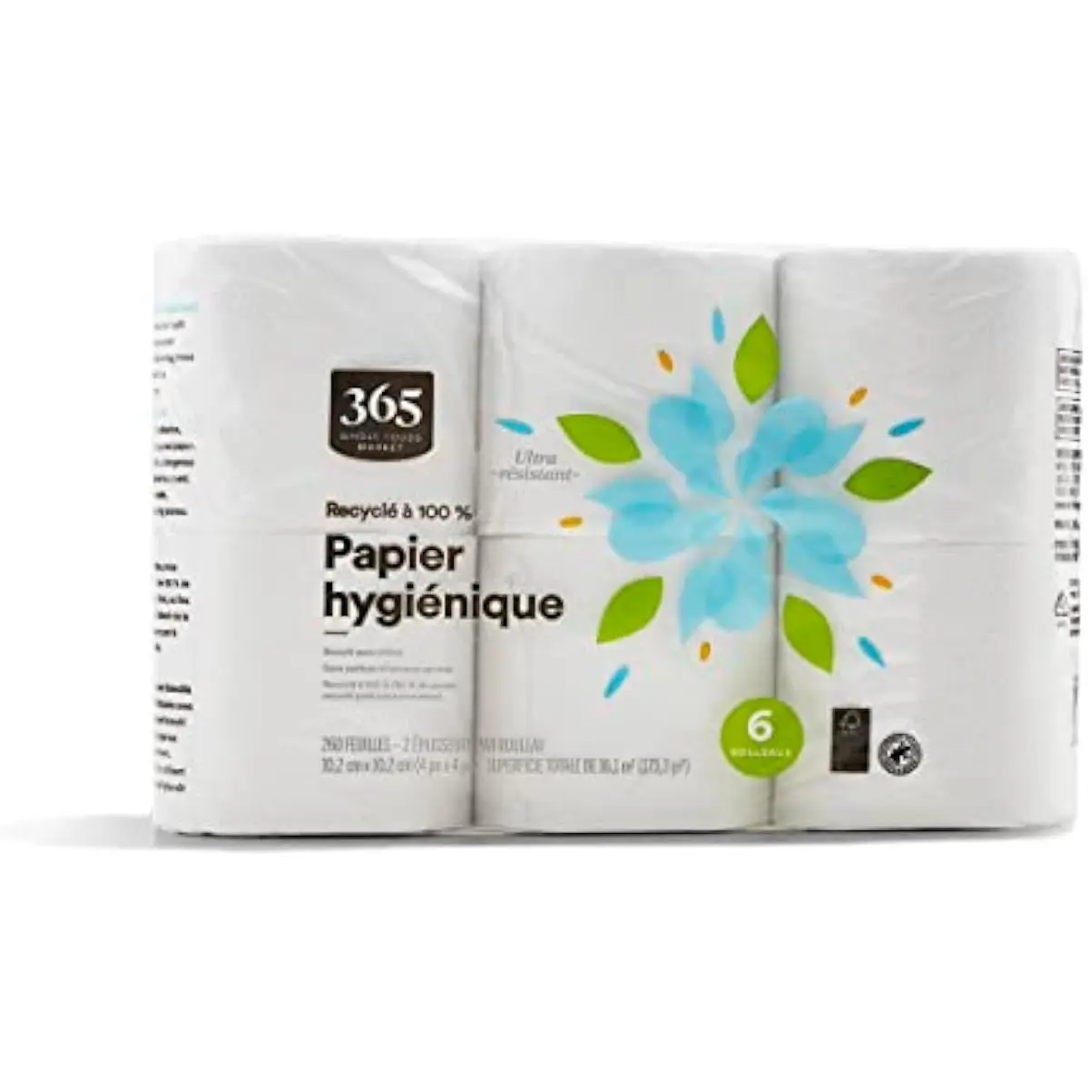 365 by Whole Foods Market, 100% Recycled Bath Tissue, Ultra-Strong, 260 Sheets per Roll, 6 Count