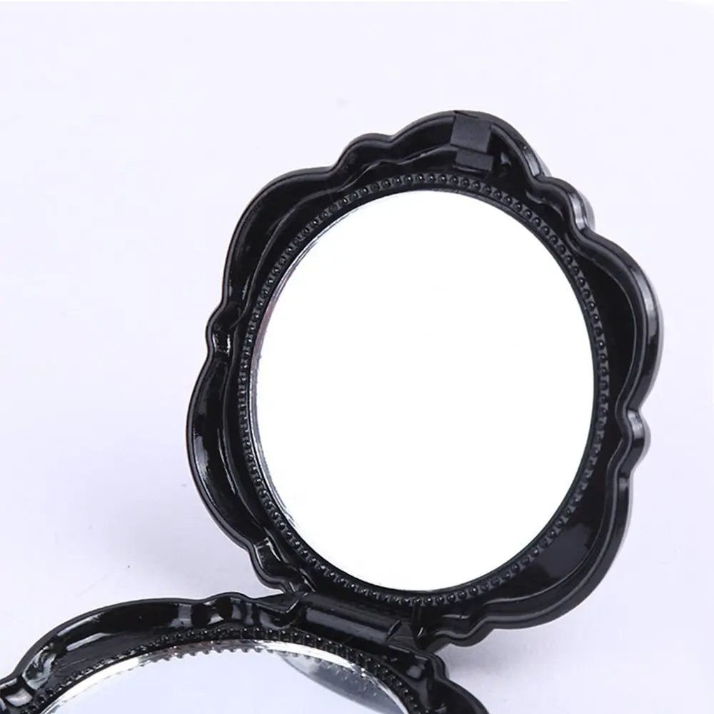 Double-Sided Rose Flower Makeup Mirror Handheld Round Shape Mini Pocket Mirror Convenient Cosmetic Mirror Travel Beauty Tool