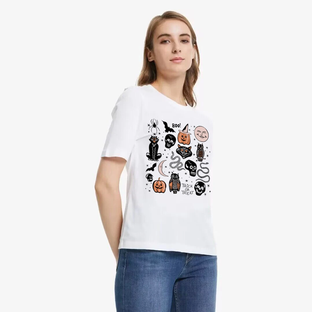 

Summer New Cartoon T-shirts Harajuku Short Sleeve Loose OCasual Tops Women O Neck All Match Casual Tees