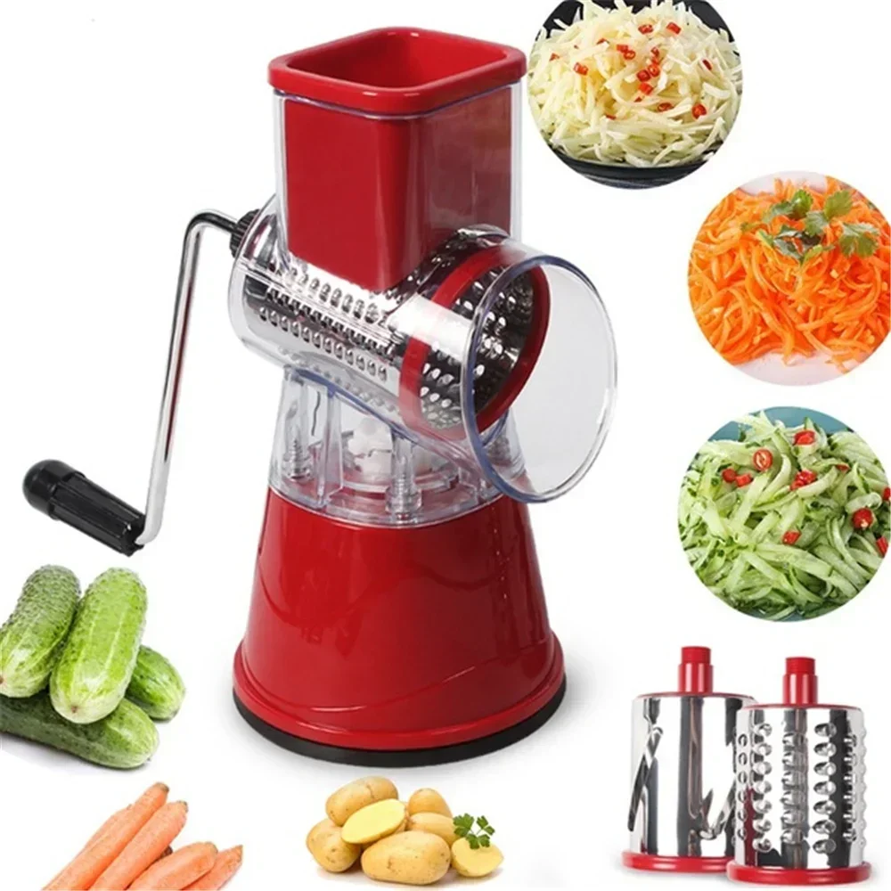 1pc Portable Manual Vegetable Cutter Slicer Multifunctional Round Rotate Mandoline Slicer Potato Cheese Kitchen Gadgets