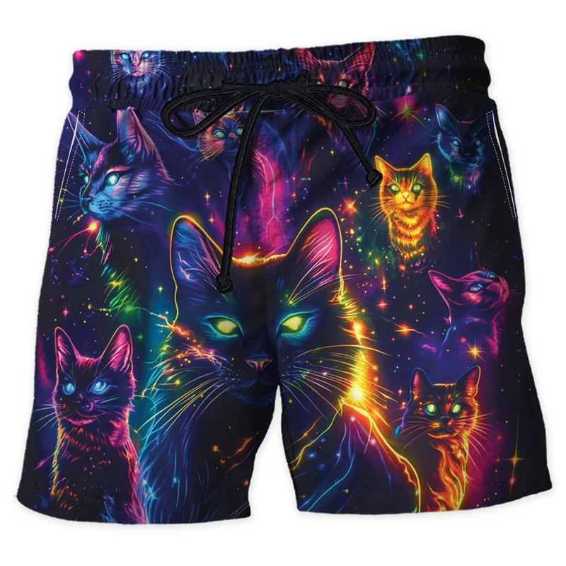 Trend Neon Animals Graphic Beach Shorts For Men Fashion Summer Streetwear 3D Printed Short Pants Cool Oversized Swim Trunks