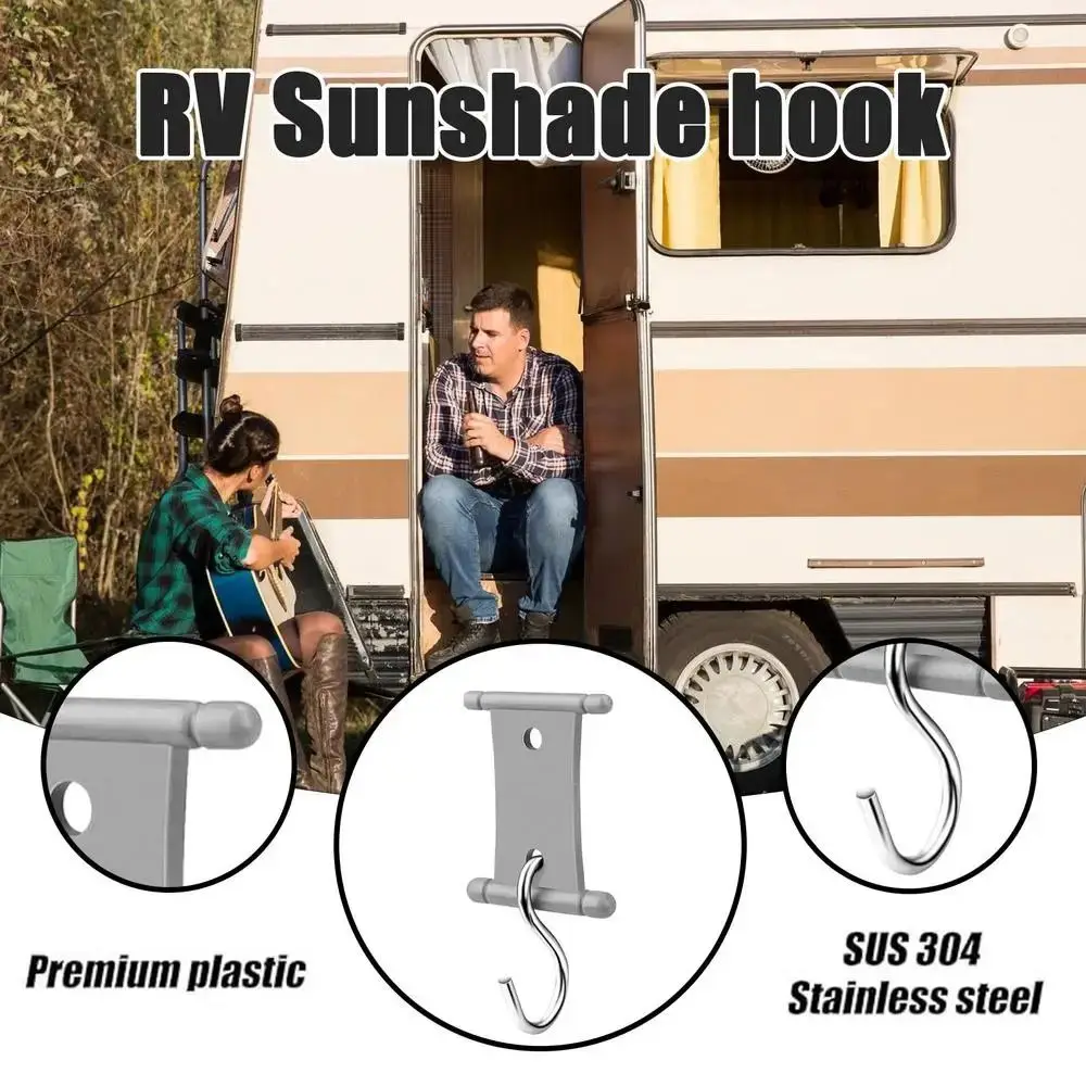 

Портативные зажимы для светильников для тента на колесах, износостойкие черные/серые зажимы для светильников для тентов для кемпинга, прочные, простые в использовании крючки для полос для труб