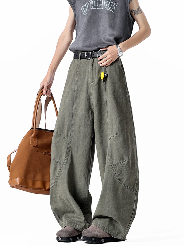 

Летние тонкие джинсы в американском ретро-стиле, мужские свободные прямые брюки в пол, повседневные широкие брюки, молодежный тренд