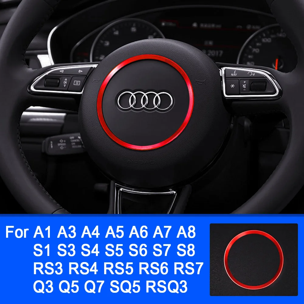 For Audi A1 A3 A4 A5 A6 A7A8 Q3 Q5 Q7 SQ5 S1 S3 S4 S5 S6 S7 S8 RS3 RS5 RS6 Car Steering Wheel Decoration Ring Trim Cover Sticker